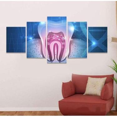 Imagem de Quadro Decorativo Dentista Dente Forte Brilhante Kit 5 peças Decoração