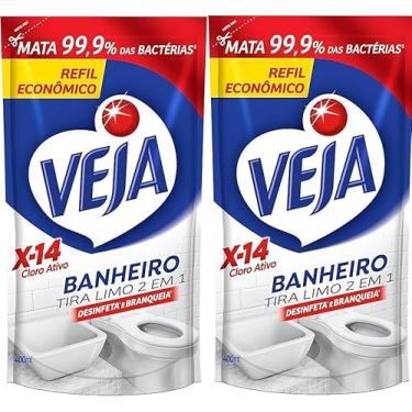 Imagem de Kit 2 Tira Limo veja Banheiro X14 400ml Refil Econômico