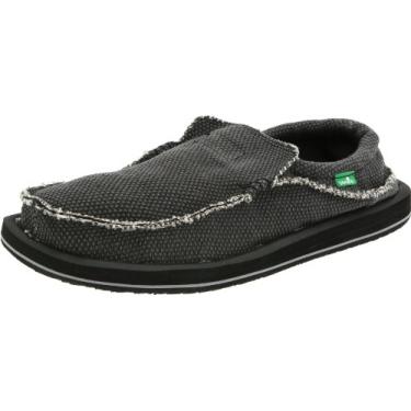 Imagem de Sanuk Mocassins masculinos originais Chiba para homens | Sapatos masculinos | Sapatos sem cadarço para homens | Tamanhos grandes e altos disponíveis 8-18 | Palmilha de espuma confortável, Preto, 38