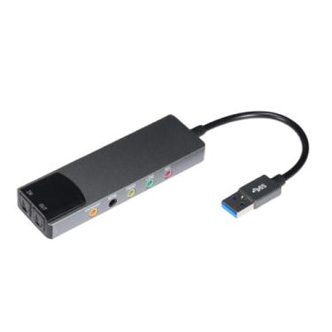 Imagem de HUANGENG Placa de som externa USB com som digital SPDIF para sistemas de som surround 5.1 e 7.1, corpo de alumínio