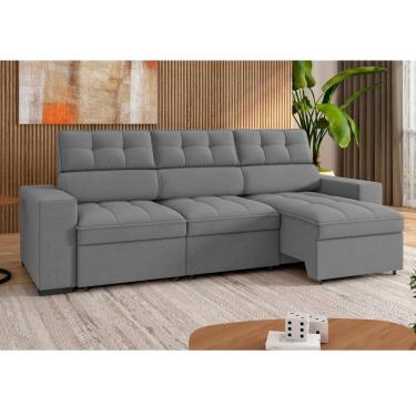 Imagem de Sofá 4 Lugares Retrátil e Reclinável 290 Cm Grécia Cinza