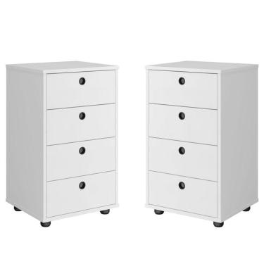 Imagem de Kit 2 Mesas De Cabeceira Classic 4 Gavetas Branco