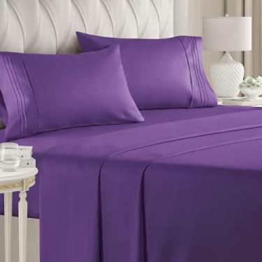 Imagem de Queen Size Sheet Set - 4 Conjunto de Peças - Lençóis de Cama de Luxo do Hotel - Extra Macio - Bolsos Profundos - Fácil Ajuste - Respirável & Resfriame