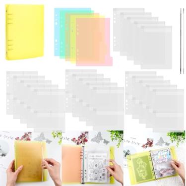 Imagem de Briartw Fichário amarelo A5 para armazenamento de 6 anéis com 20 inserções - Organize carimbos, matrizes e materiais de artesanato - Material de polipropileno (PP) - 5 folhas cada para divisores