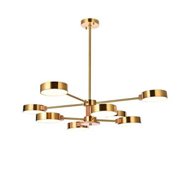 Imagem de Moderno 8 luzes redondo acrílico Sputnik candeeiro suspenso vintage ajustável latão durante a luz clássica madeira decoração Plafon LED teto para cozinha quinta corredor-Luz tricolor de cobre 8t