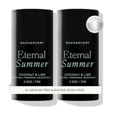 Imagem de Each & Every Desodorante sem alumínio para homens e mulheres, coco e limão - desodorante totalmente natural para pele sensível, verificado por EWG - limpo, sem bicarbonato de sódio, fragrância à base