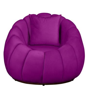 Imagem de Poltrona Concha Com Almofada Base Arco Giratória Veludo Cor Roxo