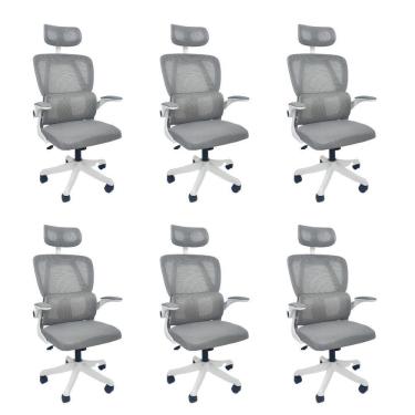 Imagem de Kit 6 Cadeiras de Escritório Presidente Executiva Oficial Legacy Cinza