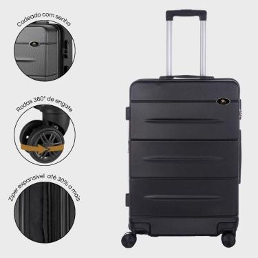 Imagem de Mala Moderna de Bordo Padrão Anac ABS Rígida, Rodas Duplas 360º,Expansível, Tamanho P World Onboard