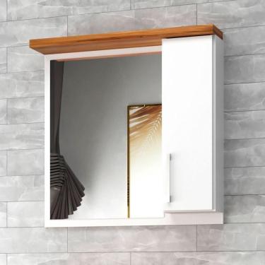 Imagem de Armário De Banheiro 60cm Mdf Nogal Com Branco Paris - On Móveis