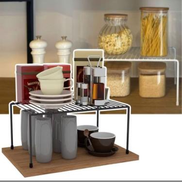 Imagem de Kit com 2 Organizadores para Cozinha - Prateleira Aramado, Branco