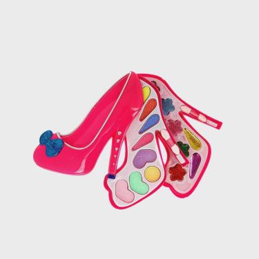 Imagem de Estojo Maquiagem Infantil Sapato Fashion Girl Presente 17 cores