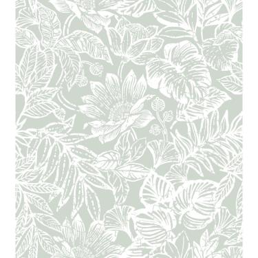Imagem de Papel de parede CiciWind Verde e Branco Floral 17,3x1000cm