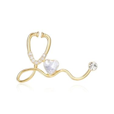 Imagem de Dr's gift Broche de estetoscópio com broche de esmalte médico com strass lapela mochilas chapéus crachá joias presentes para graduação médica enfermeira, Medium, Zinco, Sem Pedra Preciosa