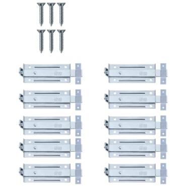 Imagem de Ferrolho Trinco Tarjeta Fecho Chato Para Porta Janela Portão 13cm Zincado | Silvana | Kit 10 Un