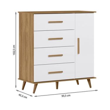 Imagem de Comoda Retro 01 Porta 04 Gavetas Noah 4150 Peternella- Straso Móveis