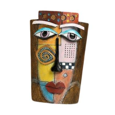 Imagem de WeiLaiKeQi Cultura abstrato de plantador de maconha decoração de decoração multiuso ornamento de resina decorativa para decoração de mesa de escritório, Size S