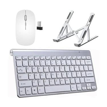 Imagem de BDNET, Teclado Mouse Slim E Suporte Branco Para Notebook
