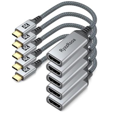 Imagem de RyzzRooa Pacote Com 5 Adaptadores Usb C Para Hdmi, Adaptador Usb Tipo C Para Hdmi 4K [Compatível Com Thunderbolt 3/4] Para Iphone Série 16/15, Macbook Pro/Air, Ipadpro, Série S24/23, Dell Xps, Surf