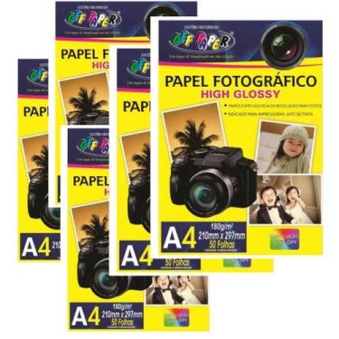 Imagem de Kit 5 Pacotes Papel Fotografico High A4 180g Off Paper 50fls