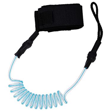 Imagem de Qanyegn Paddle Board Surfboard Leash, trela da placa de surf, TPU Elastic Surfboard Leash Pergunta Correia (Transparent blue core)