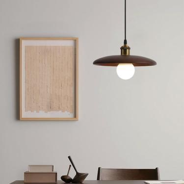 Imagem de Luminária pendente E27 estilo industrial retrô de madeira para mesa de jantar interna lustre luzes de cabeceira iluminação decorativa criativa altura ajustável para restaut cozinha quarto ba
