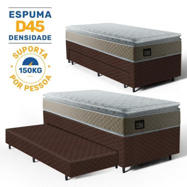 Imagem de Cama Box com Colchão de Espuma D45 Pillow Top Strong One Face + Auxiliar de Espuma Unique Solteiro 88cm
