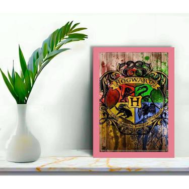 Imagem de Quadro Decorativo Escola Hogwarts Madeiro + Vidro 33x25 Sala