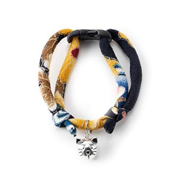 Imagem de Necoichi Chirimen Coleira de Fogos de Artifício Hanabi (Azul Meia-Noite) com Sino Segurança Breakaway Macio Leve para Gatos, Gatinho, Padrão Japonês Elegante, Vendedor Nº 1 no Japão