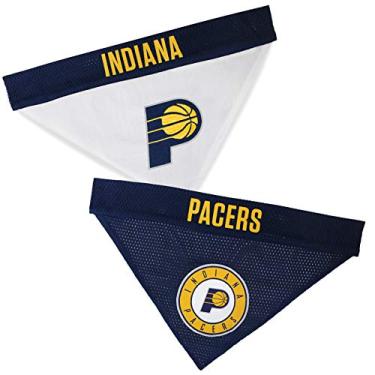 Imagem de Bandana para cães NBA – Bandana para animais de estimação reversível Indiana Pacers. Bandana esportiva de 2 lados para casa e fora com um logotipo da equipe bordada premium, pequeno/médio