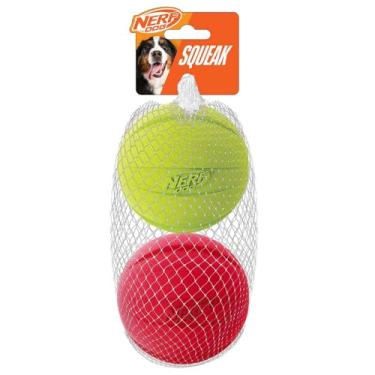 Imagem de Nerf Dog Brinquedos clássicos para cães ao ar livre, bola de 9,5 cm, brinquedo de ranger para raças médias e grandes, verde/vermelho, 2 unidades