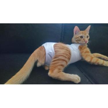 Imagem de Roupa Macacão Pós Cirúrgica Para Gatos Tamanho Grande - King of Pets