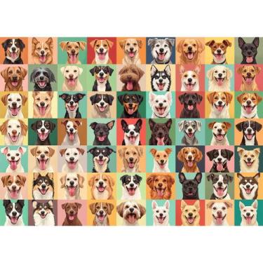 Imagem de Quebra-cabeça Hiwhy Vibrant Dog Faces 1000 peças