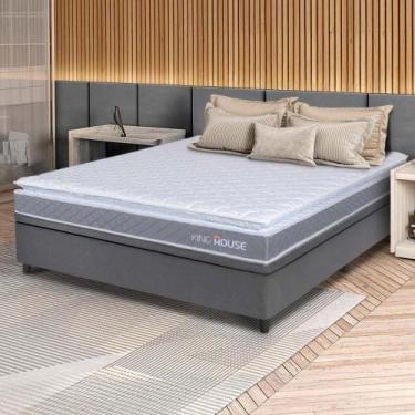 Imagem de Conjunto Box Baú Cinza Durban Cinza Espuma D28 Casal 138x188x64 - King