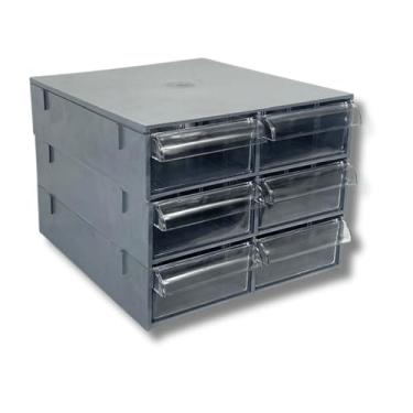 Imagem de Gaveteiro Organizador Cinza com 06 Gavetas Multiuso para Escritório, Ferramentas, Maquiagem e Papelaria – MAGUS CG306