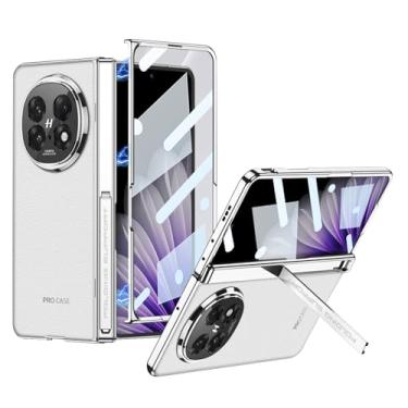 Imagem de LTLMYDAM Capa de couro para Oppo Find N5, capa de telefone estilo empresarial com suporte dobradiça tudo incluso proteção de tela fina, branca, Find N5