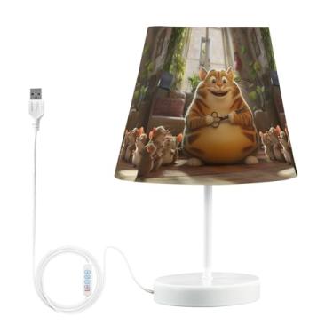 Imagem de Joisal Fat Cat Candeeiro de mesa regulável, lâmpada de cama com abajur lâmpadas modernas para mesa de cabeceira