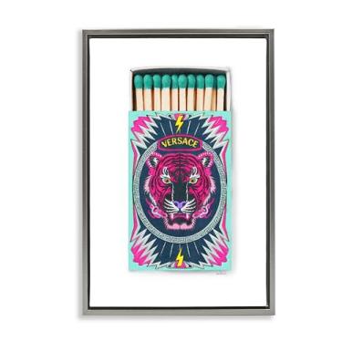 Imagem de Stupell Industries Tiger Glam Brand Matches Cinza Emoldurado Tela Flutuante Arte Design de Parede por Amanda Greenwood, 21 x 31