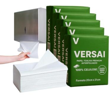 Imagem de Papel Toalha Interfolhado Branco 19X20cm - Pacote com 5000 folhas Marca Versai (100% Celulose)