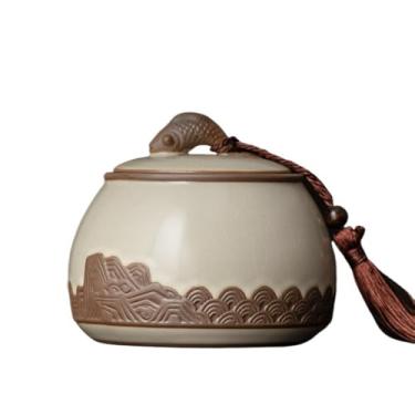 Imagem de Lata de chá Lata de chá de cerâmica, recipiente para armazenamento de chá, latas, jarra com tampa hermética para café, açúcar, nozes, ervas, especiarias Caixa de chá