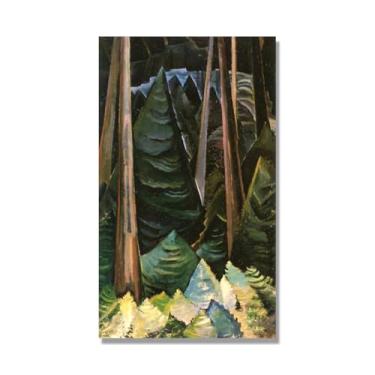 Imagem de NHLDZYH Impressões em tela famosas, (Old and New Forest) de Emily Carr, quadros de pinturas famosas, impressão quadros abstratos sobre tela. 60 x 102 cm Apenas tela