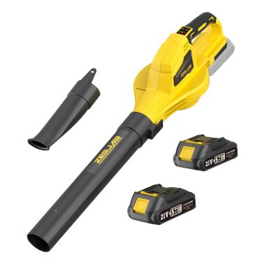 Imagem de ZEGJAW Soprador De Folhas Sem Fio, 21 V, Com Bateria E Carregador, 240 Km/H, Elétrico, Modo 2 Velocidades, Para Gramado, Jardim, Quintal (2 Baterias)