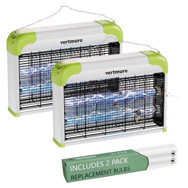 Imagem de vertmuro Mata-Insetos Elétrico De 20 W, Para Ambientes Internos Com Rede 3000 V, Luz Uv, Mata-Moscas 2 Lâmpadas Reposição Casa, Cozinha, Restaurante, Garagem, Peças