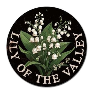 Imagem de Lygond Placa De Metal Retrô Redonda Lata Para Jardim, Flor Lírio Do Vale, Presente Jardinagem Engraçado Pub, 12X12"