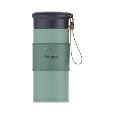 Imagem de Garrafa Térmica De Aço Inoxidável 330/450ml Com Textura De Couro Portá