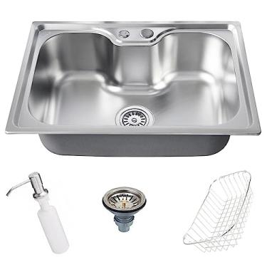 Imagem de Cuba de Cozinha Gourmet 50x40 com Acessórios Luxo Aço Inox Prata Embutir/Sobrepor Brinovar