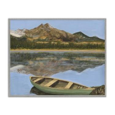 Imagem de Stupell Industries Design de arte giclée emoldurado cinza com vista de canoa do lago alpino por Michael Willett, 76 x 61 cm
