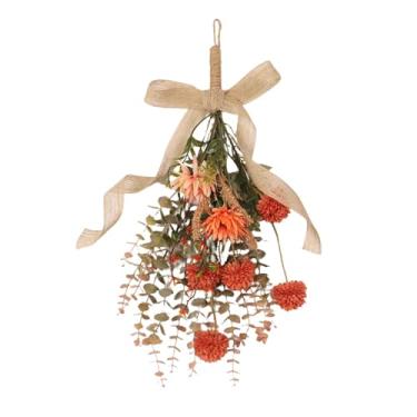 Imagem de Fancyes Guirlanda floral para porta da frente, cabide criativo, guirlanda de eucalipto, floral em forma de lágrima para presente de fazenda, cerca de parede