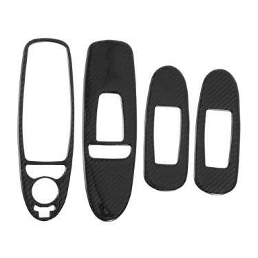 Imagem de VekAuto Tampa de acabamento de painel de interruptor de elevação de janela para Infiniti Q50 2014-2024 Botão de controle da janela da porta do carro acessórios interiores fibra de carbono preto