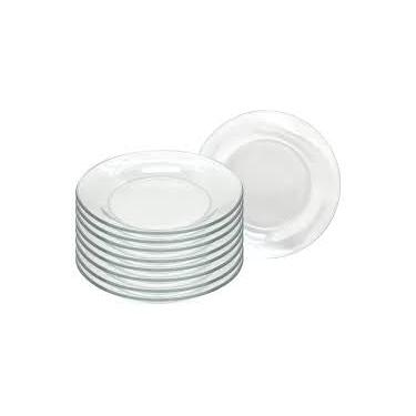 Imagem de Conjunto de 8 Pratos Fundos em Vidro, 22 cm, Transparente, Moderno, para Sopas e Massas Design Liso Moderno e Resistente Acessível a Micro-ondas e Lava-louças Ideal para Refeições, Almoços e Jantares